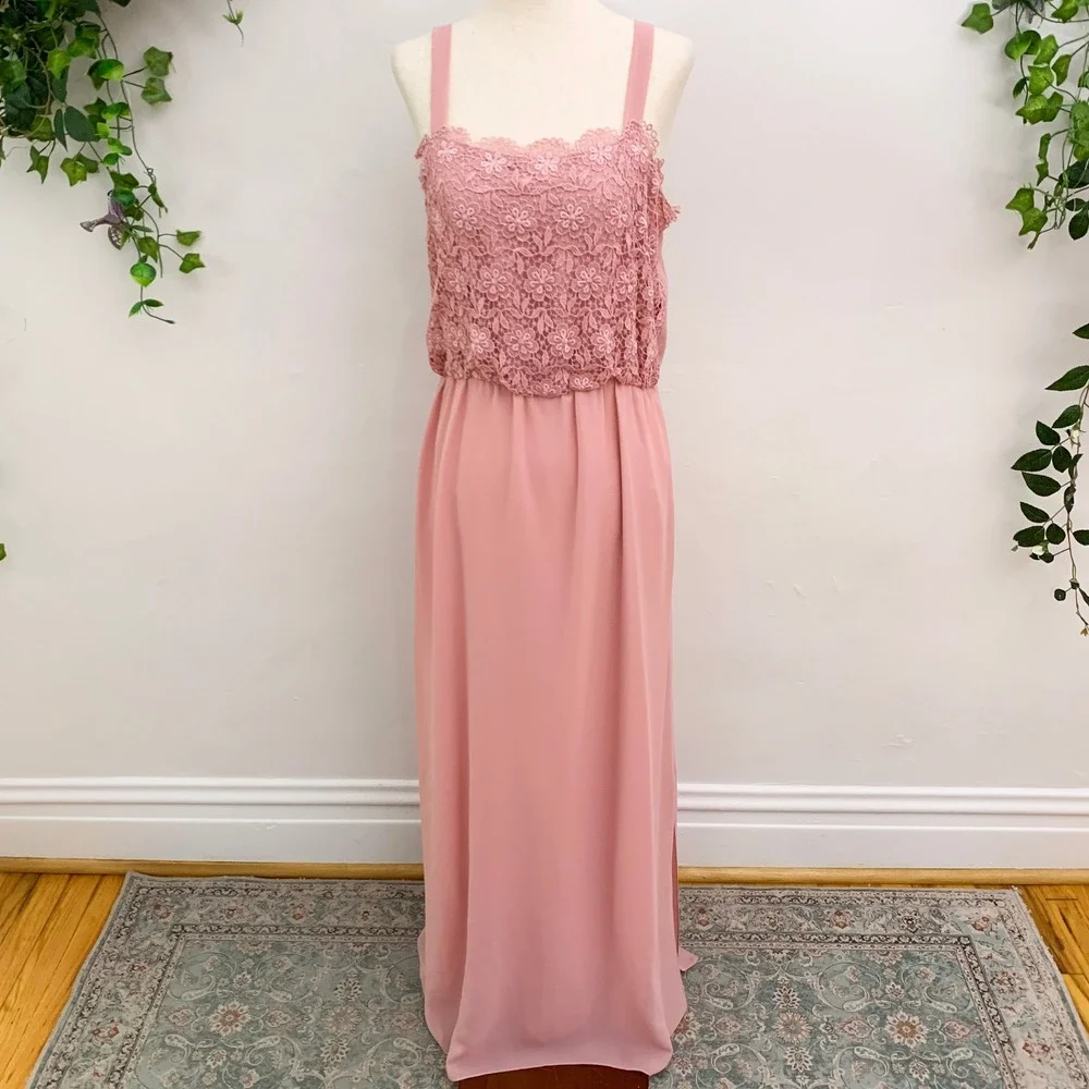 Vintage 70's Pink Maxi Dress Sheer Jacket 2‎ piece set